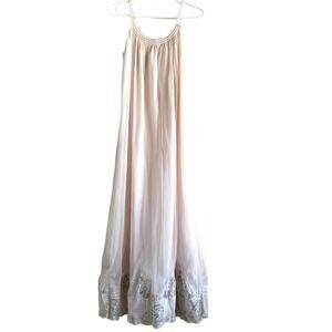 Vintage Eyeful By The Flaums Peignoir Nightgown Maxi 60s Floral Lace Cami Pink M